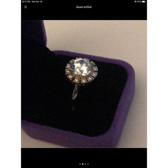 Beautiful 4 Ct. Round Cut Sim Diamond Starburst Design Ring Sz 8~.925 Sterling - Picture 2 of 4